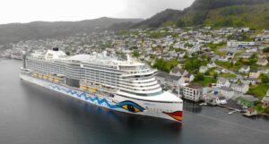 big large huge cruise ship in norway måløy maloy adventure